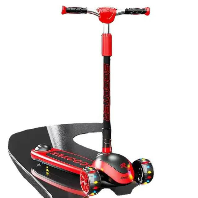 3 Wheel Children's Scooter With Led Lights Foldable Adjustable Ages 4-12 Years Toddler Scooter For Boys And Girls.