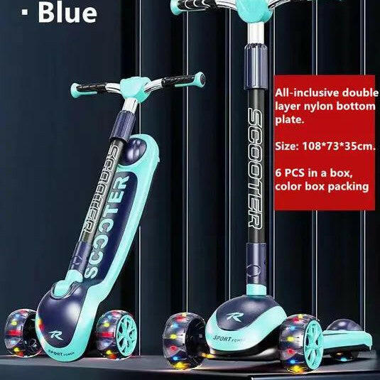 3 Wheel Children's Scooter With Led Lights Foldable Adjustable Ages 4-12 Years Toddler Scooter For Boys And Girls.