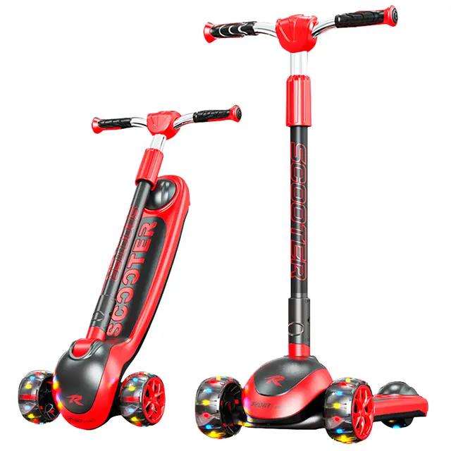 3 Wheel Children's Scooter With Led Lights Foldable Adjustable Ages 4-12 Years Toddler Scooter For Boys And Girls.