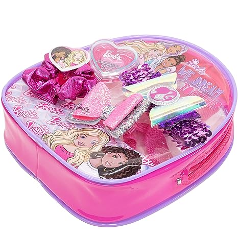 Barbie Townley Girl Mini Backpack Cosmetic Makeup Gift Bag Set Includes Lip Goss, Hair Accessories and PVC Back-Pack for Kids Girls
