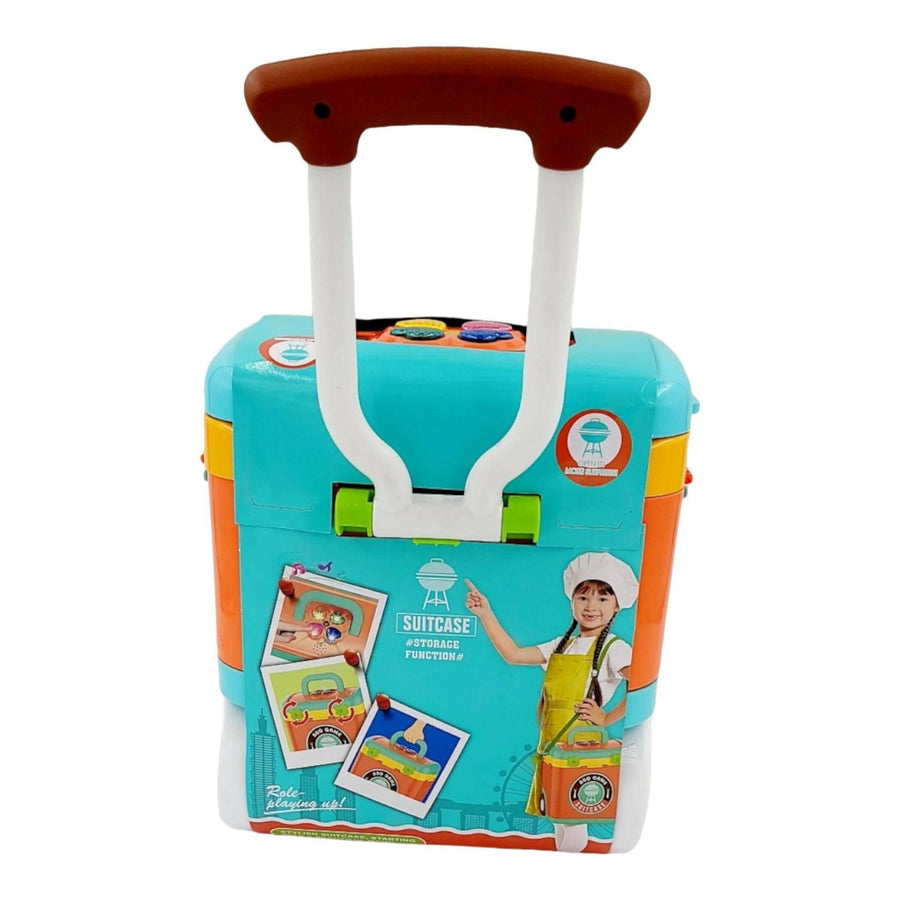 BBQ Grill Toy Kitchen Set for Kids Interactive Pack n Play Pretend Outside Play