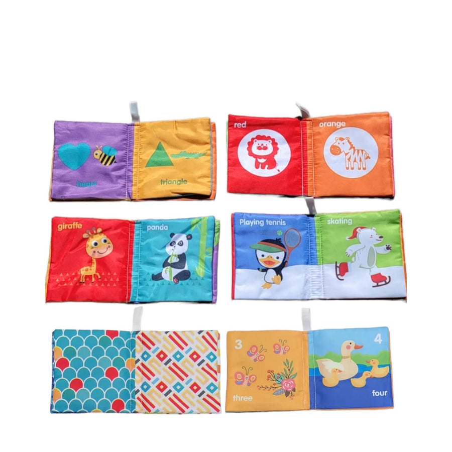 Baby First Cloth Book Set Non-Toxic Crinkle Books with Rustling Sound 6 Pcs