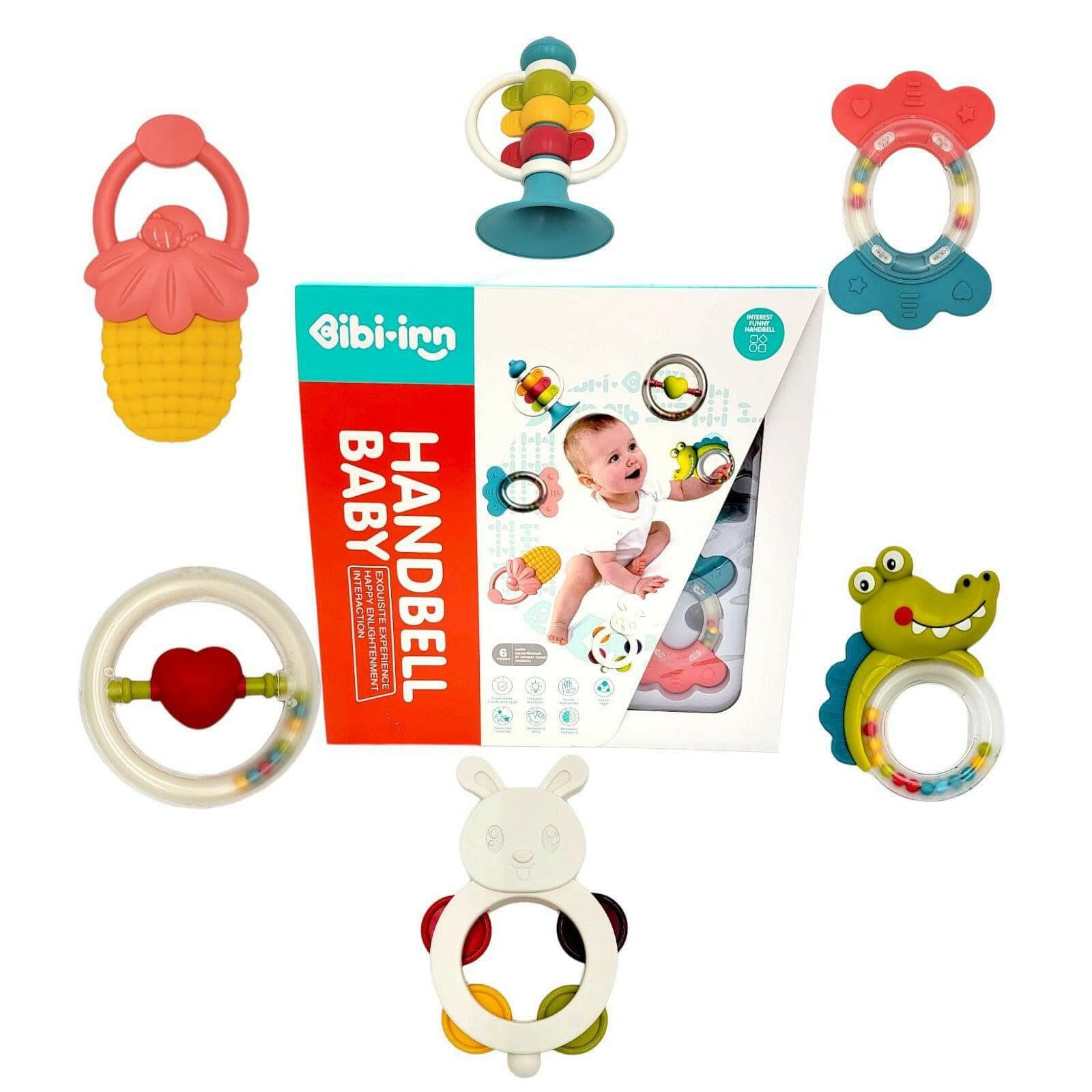 Baby Handbell Teether Set 6 PCS Colorful Rattles