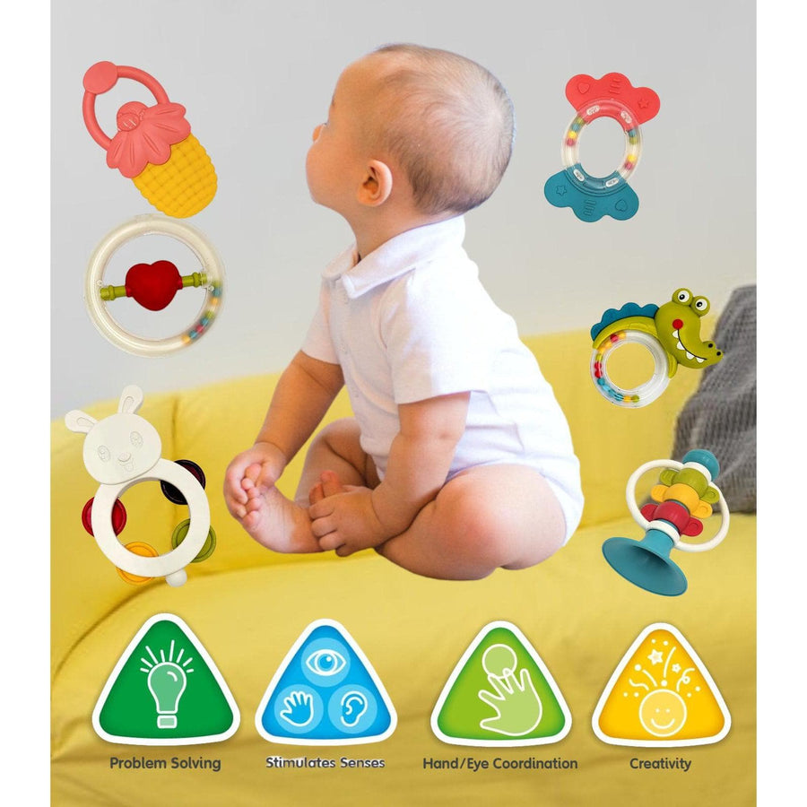 Baby Handbell Teether Set 6 PCS Colorful Rattles
