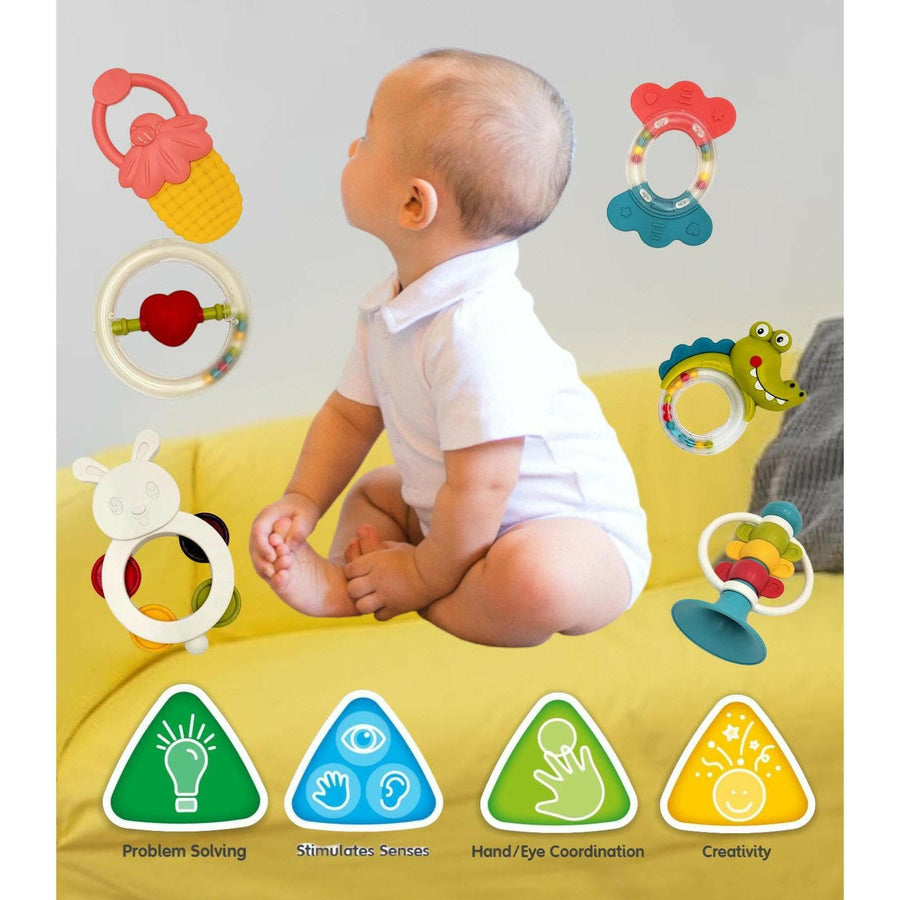 Handbell Rattle Baby Baby Handbell 6 PCS Colorful Rattles