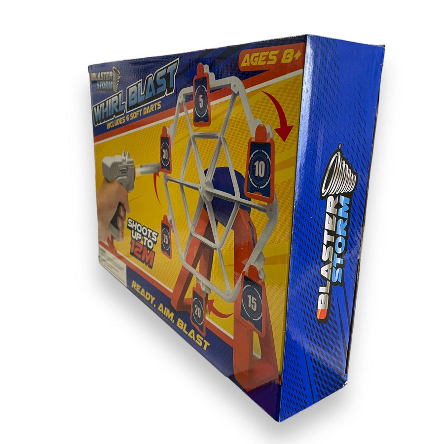 Blaster Storm Whirl Blast Target Game With 6 Targets Gun and Darts in box