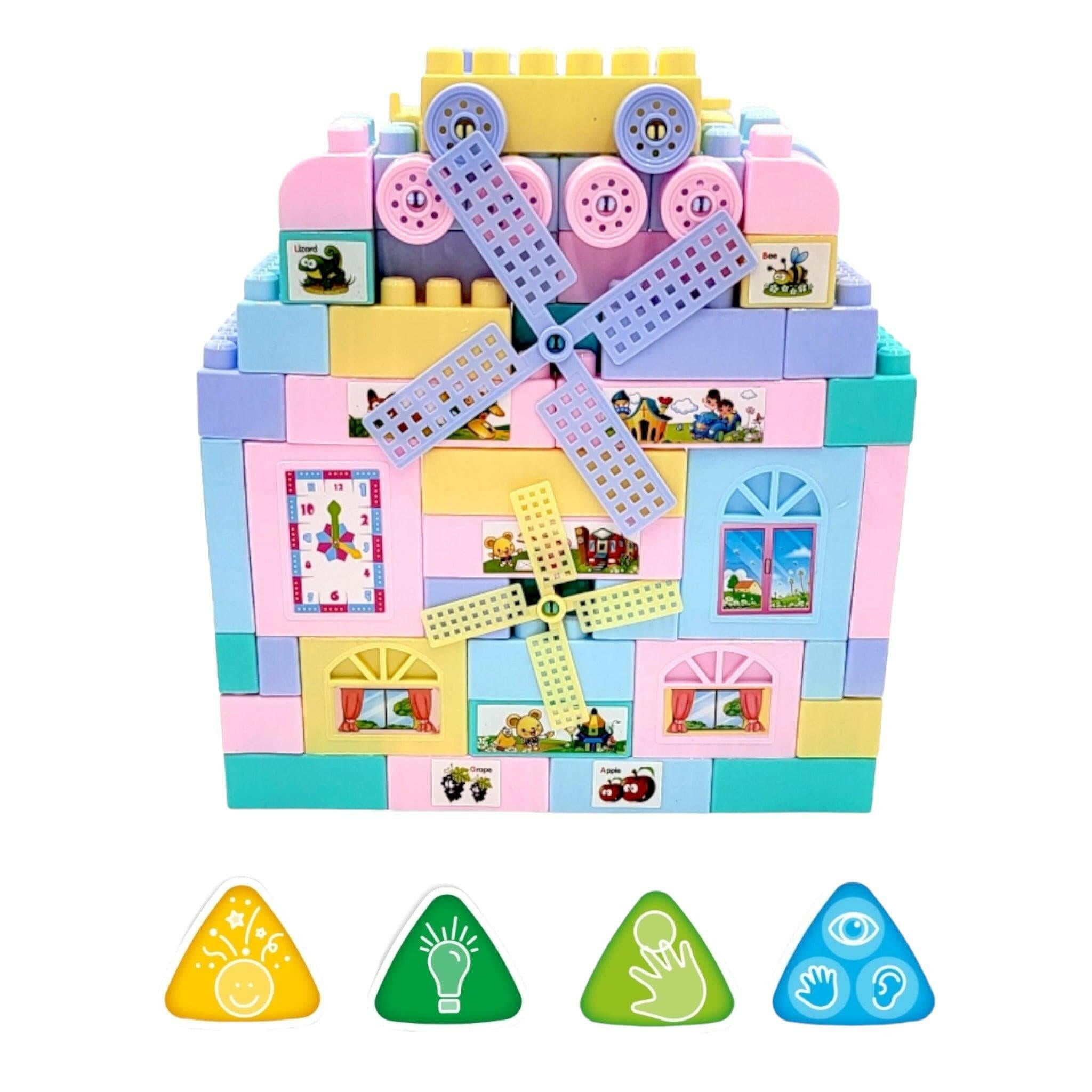 Building Blocks Educational and With Clear Storage Bag for Kids Toddlers Mixed Pastel Colors Paradise 78PCS