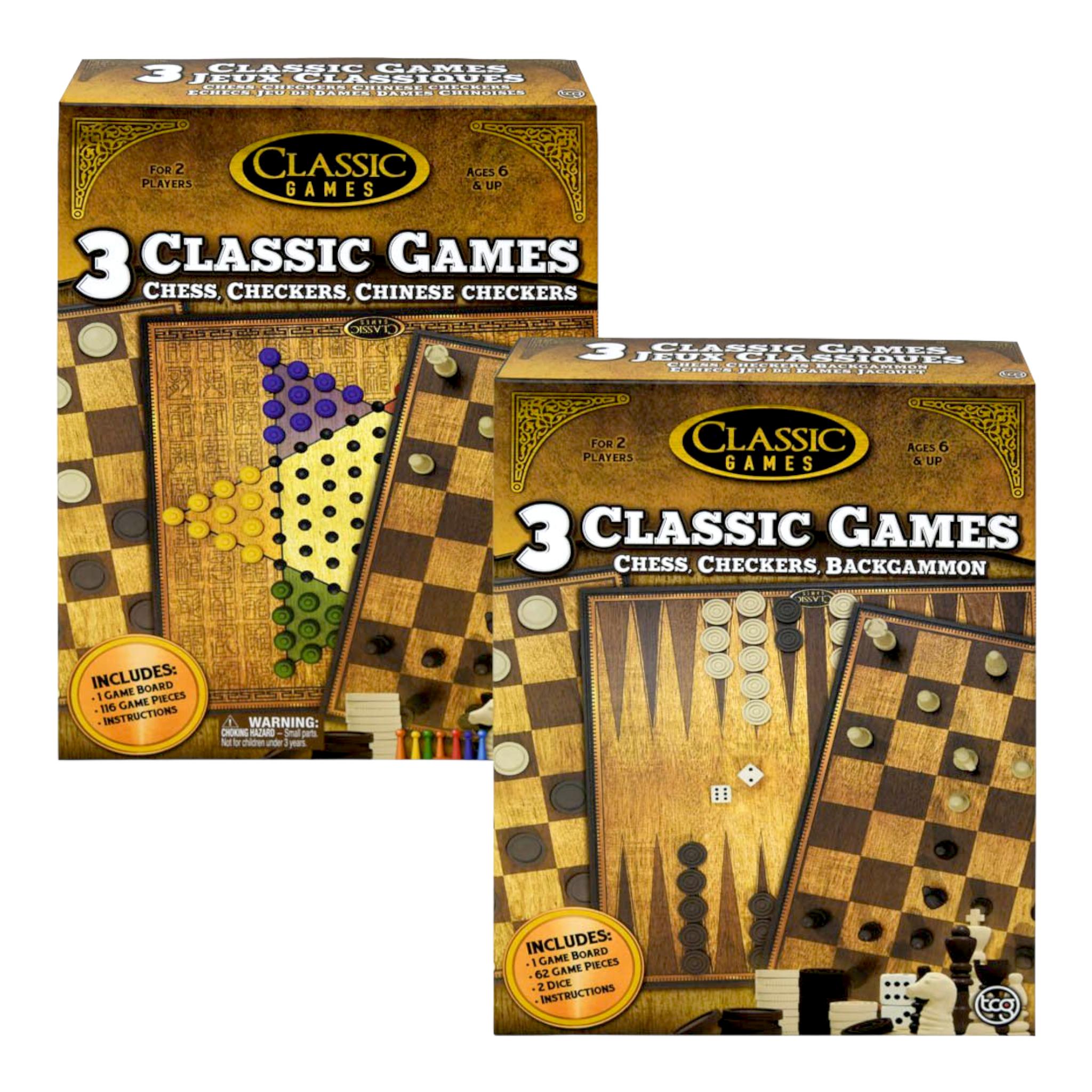 Chess, Checkers & Backgammon 3 In 1 Classic Board Game Set