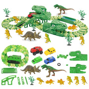 Dinosaur Dino T-Rex Track Race Car Toys For Kids Toddlers 120 Pieces Jurassic