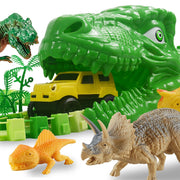 Dinosaur Dino T-Rex Track Race Car Toys For Kids Toddlers 120 Pieces Jurassic