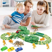 Dinosaur Dino T-Rex Track Race Car Toys For Kids Toddlers 120 Pieces Jurassic
