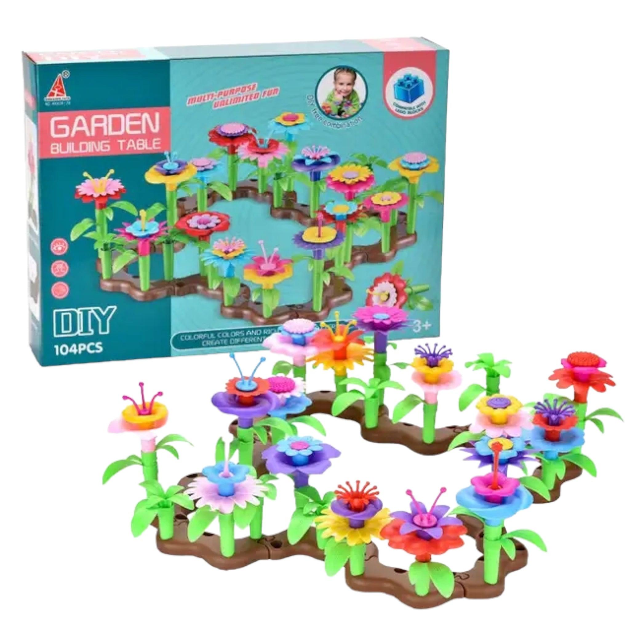 Flower Building Blocks For Kids And Toddlers Boys And Girls 104 PCS Garden Building Table