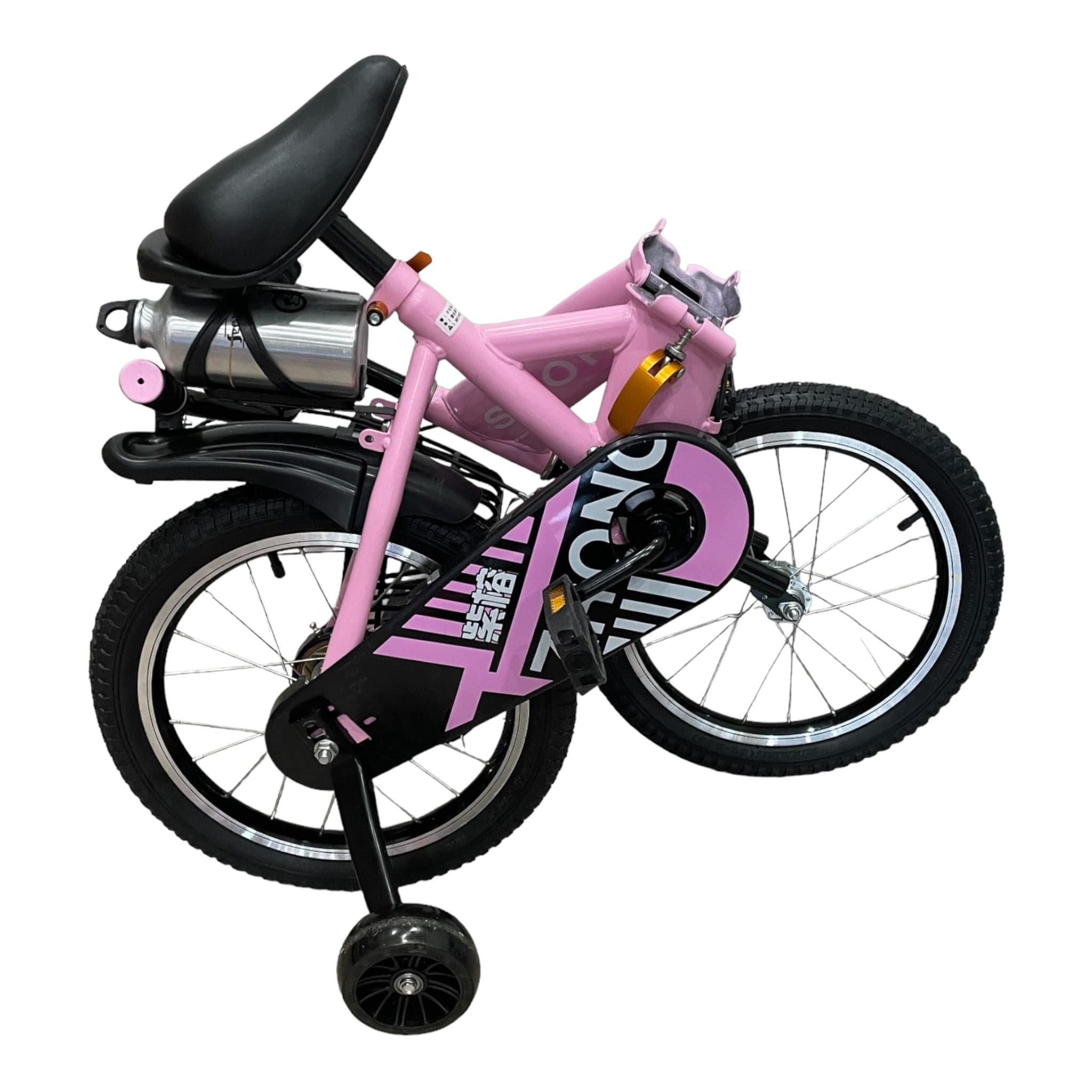 Foldable Bike Bicycle Pink 16 Inch With A Water Bottle And Water Bottle Holder