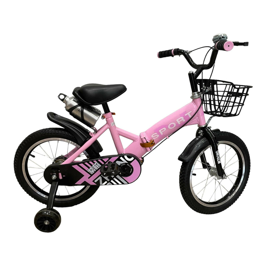 Foldable Bike Bicycle Pink 16 Inch With A Water Bottle And Water Bottle Holder