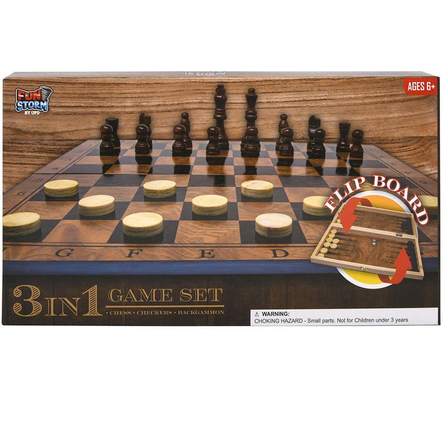 Fun Storm Chess, Checkers, Backgammon 3 in 1 Game Set