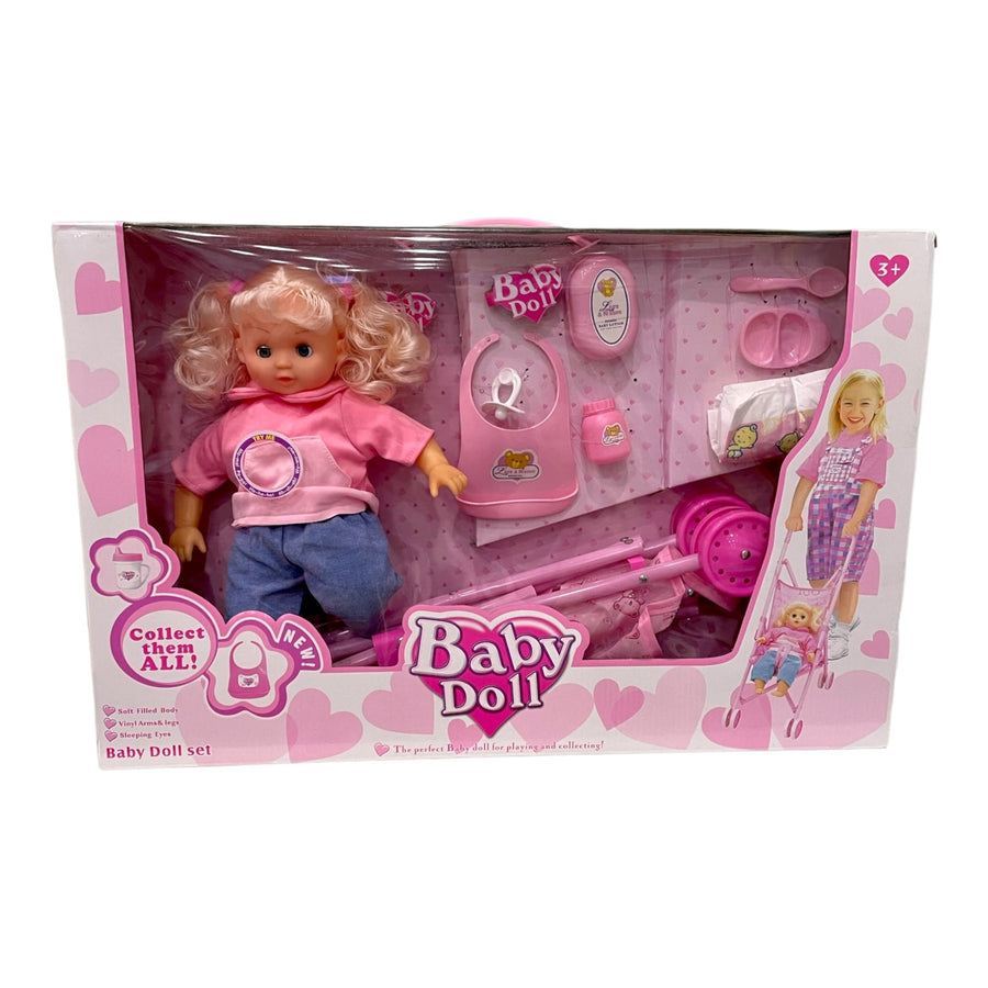 Interactive Toy Baby Doll Stroller Set for Toddlers