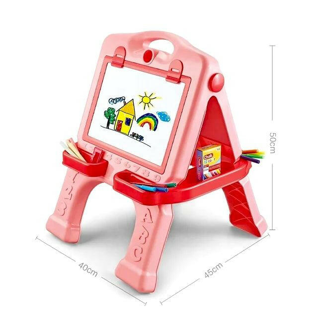 Kids' Drawing Board, With Markers Rulers Double Sided Blackboard & Whiteboard 2 in 1