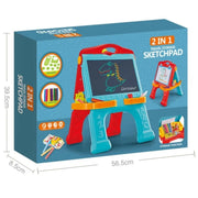 Kids' Drawing Board, With Markers Rulers Double Sided Blackboard & Whiteboard 2 in 1