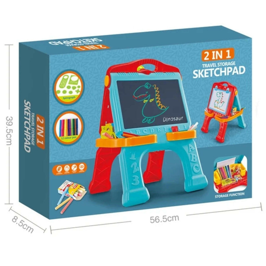 Kids' Drawing Board, With Markers Rulers Double Sided Blackboard & Whiteboard 2 in 1