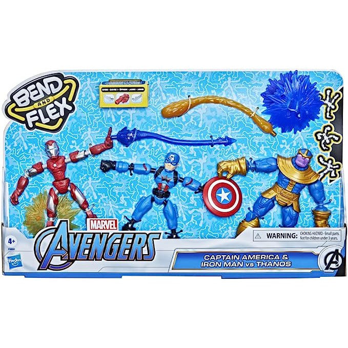 Marvel Avengers Bend and Flex Iron Man, Captain America, Thanos 3-Pack
