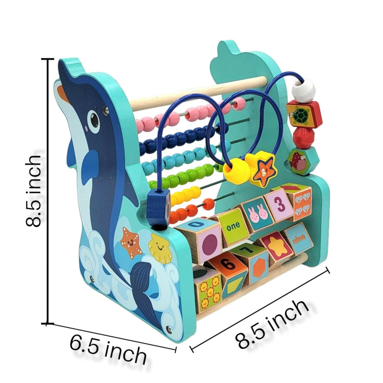 Wooden Dolphin Bead Maze Counting Rack With Shapes Numbers