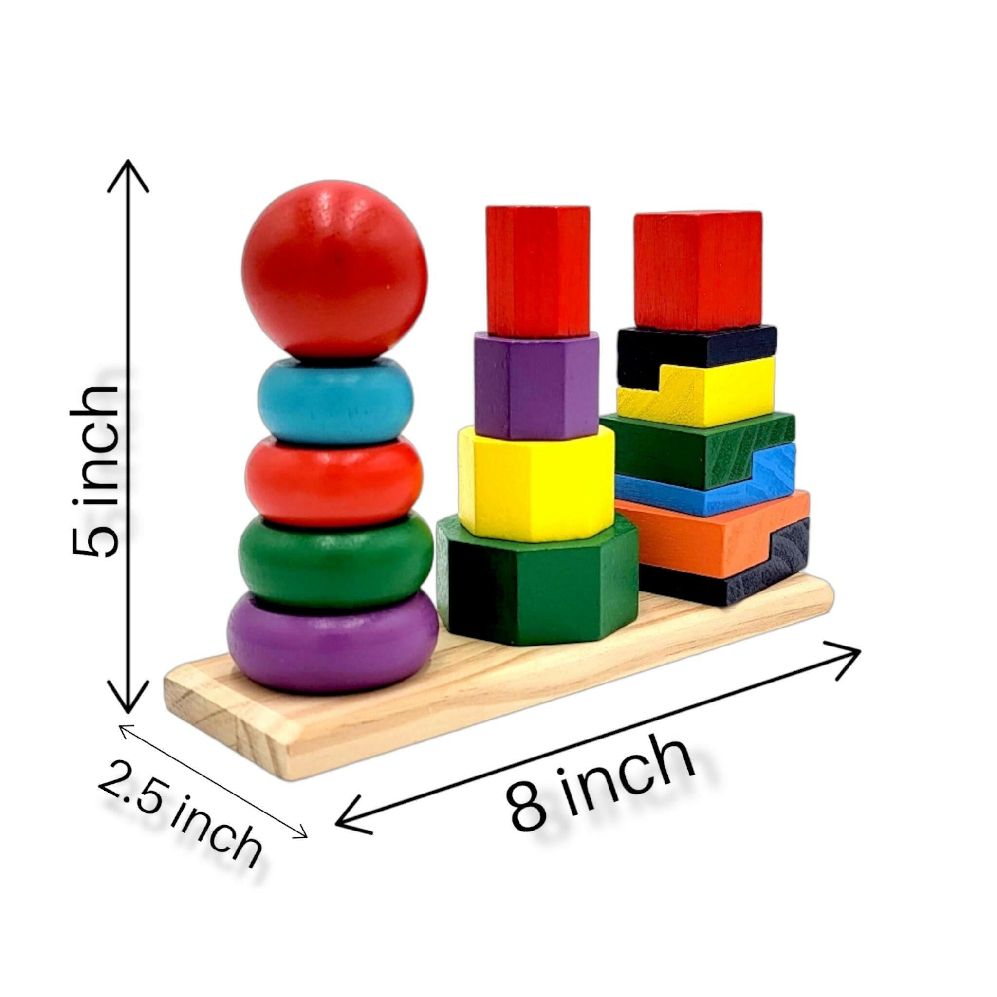 Montessori Wooden Shape Tower Early Educational Toy for Toddlers and Kids