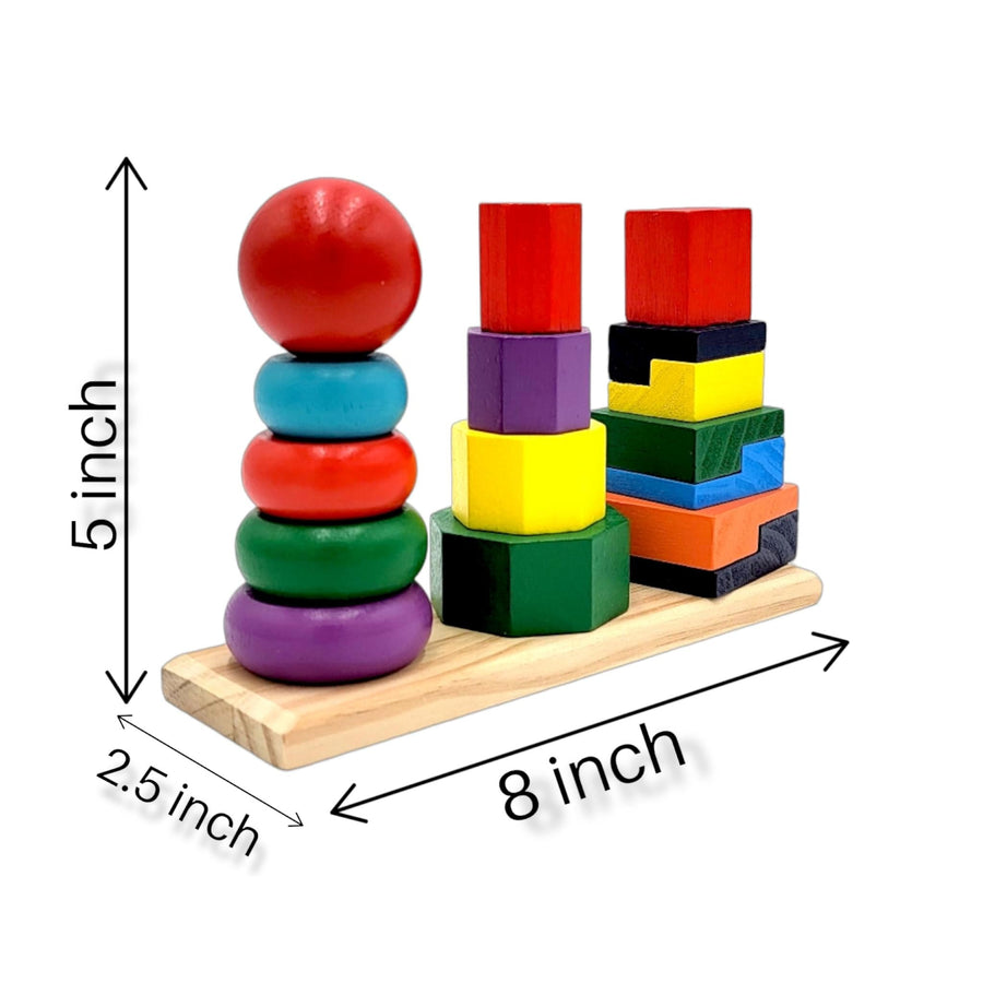 Montessori Wooden Shape Tower Early Educational Toy for Toddlers and Kids