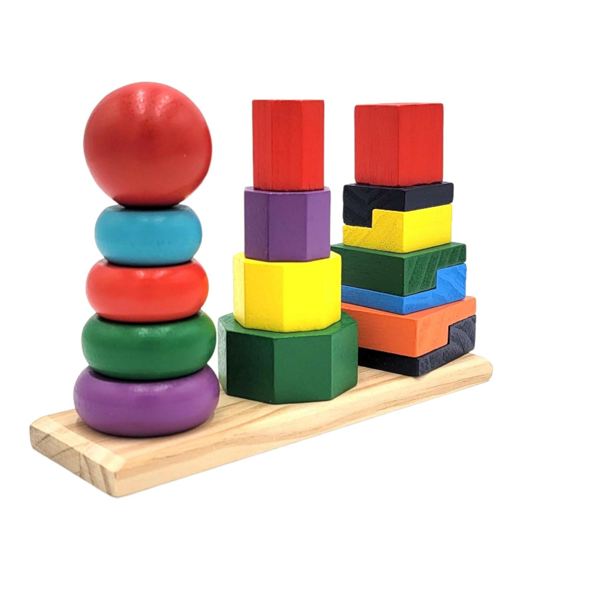 Montessori Wooden Shape Tower Early Educational Toy for Toddlers and Kids