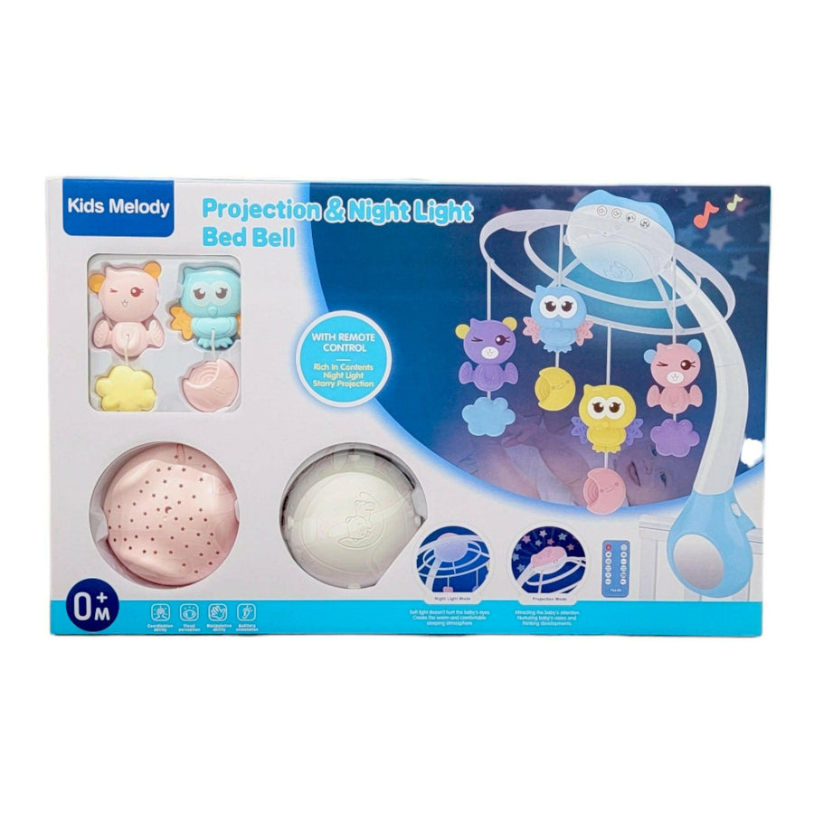 Owl And Bear Baby Infant Crib Toy Mobile Musical Projection and Night Light With Remote Control Pink