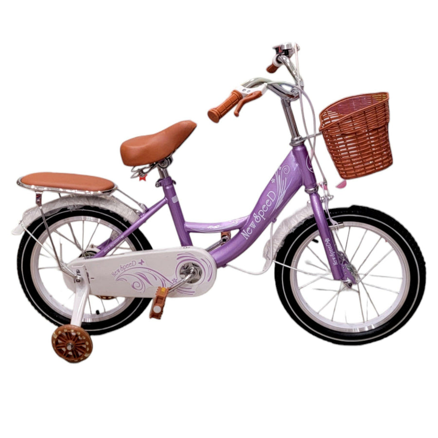 16 Inch Bike For Kids With Basket And With LED Lights Training Wheels Leather Seats.