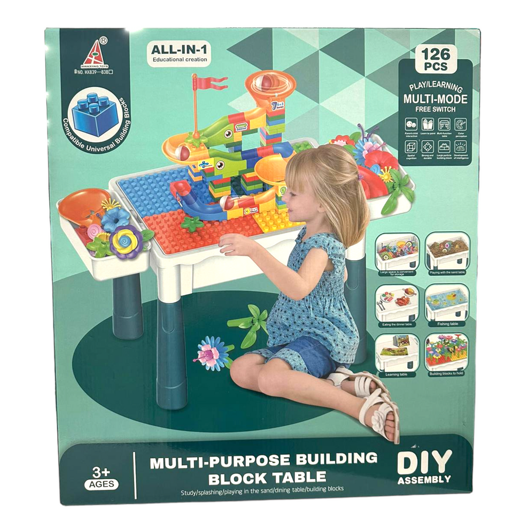 Multi Purpose Building Block Table For Kids DIY Assembly 126 PCS – GN ...
