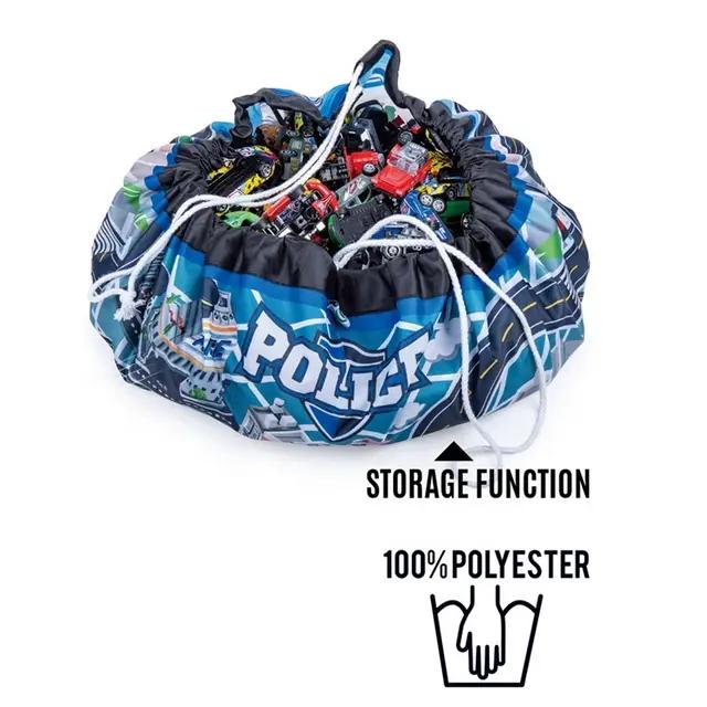 Police Metal Cars And A Helicopter With Storage Bag Mat 15 PCS Set