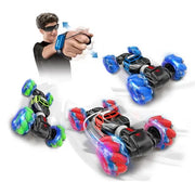 Skidding Stunt Twister Car With Remote Control and Gesture Sensor Double Sided Rotating Off Road Vehicle Blue