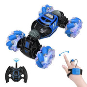 Skidding Stunt Twister Car With Remote Control and Gesture Sensor Double Sided Rotating Off Road Vehicle Blue