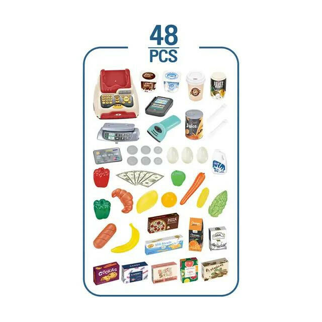 Supermarket Shopping Pretend Toy Set With Scanner Card Reader Sounds And Money And Shopping Cart