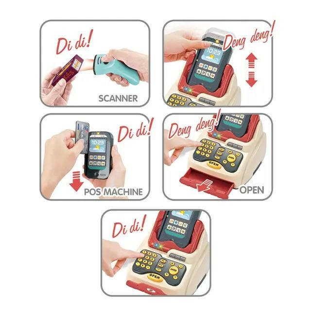 Supermarket Shopping Pretend Toy Set With Scanner Card Reader Sounds And Money And Shopping Cart