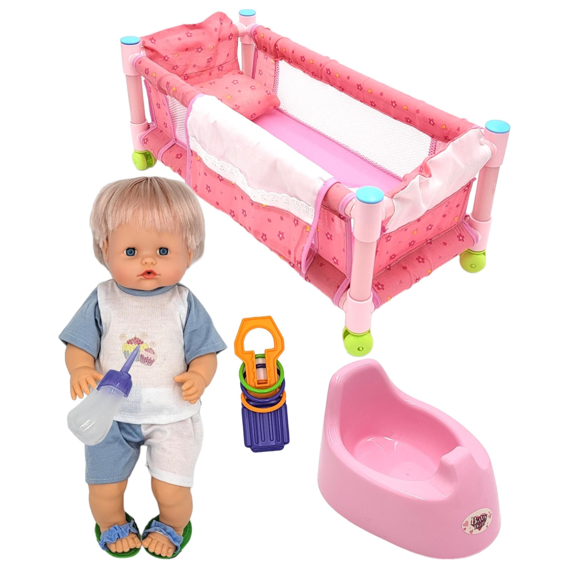 Talking Baby Doll Bed Set with Crib & Accessories 16 Inch