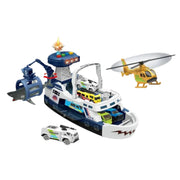 Toy Boat Ship with Light Sound Alloy Car Shark Helicopter Shark Catcher