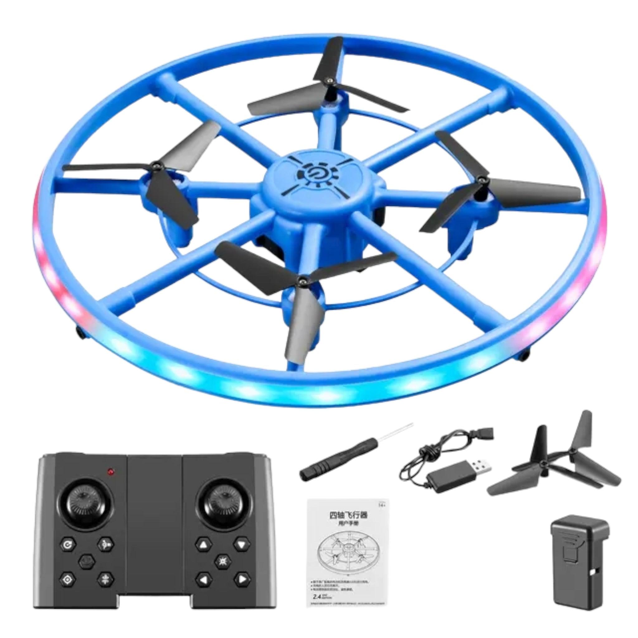 UFO Drone with Colorful Lights, RC Quadcopter Blue
