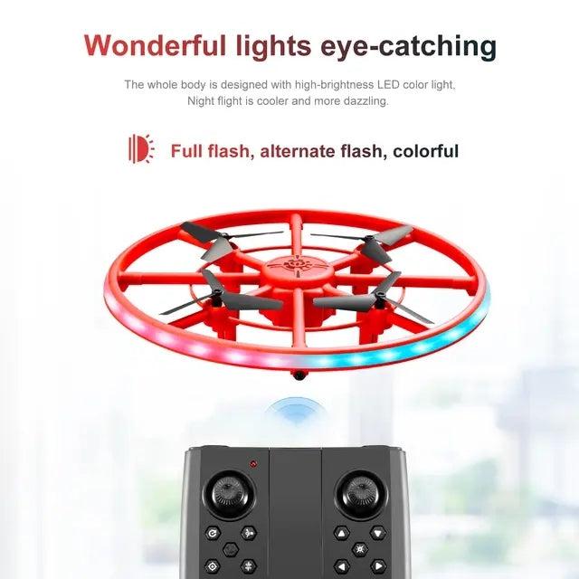UFO Drone with Colorful Lights, RC Quadcopter Orange