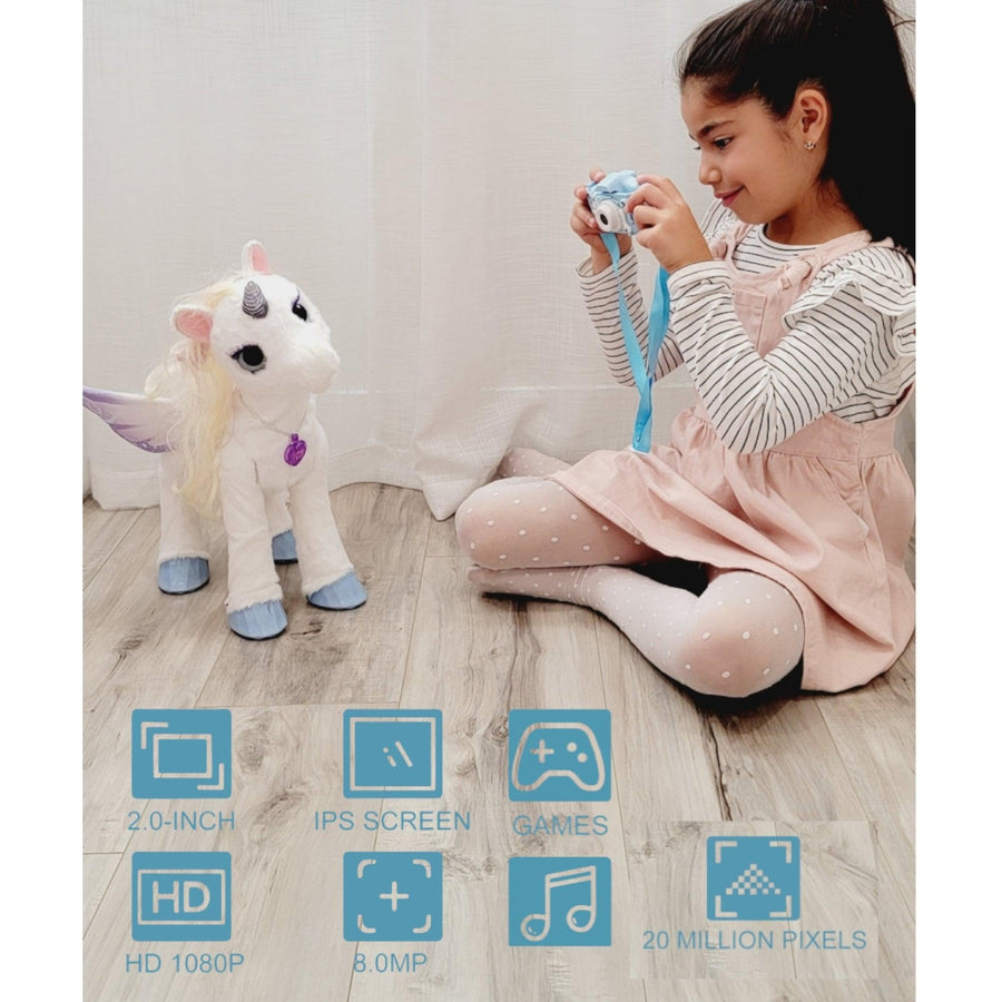 Unicorn Blue Digital Camera Toy for Girls 6-13 Years Old Kids