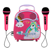 Unicorn Karaoke Singing Machine Speaker Pink With 2 Microphones For Kids And Toddlers