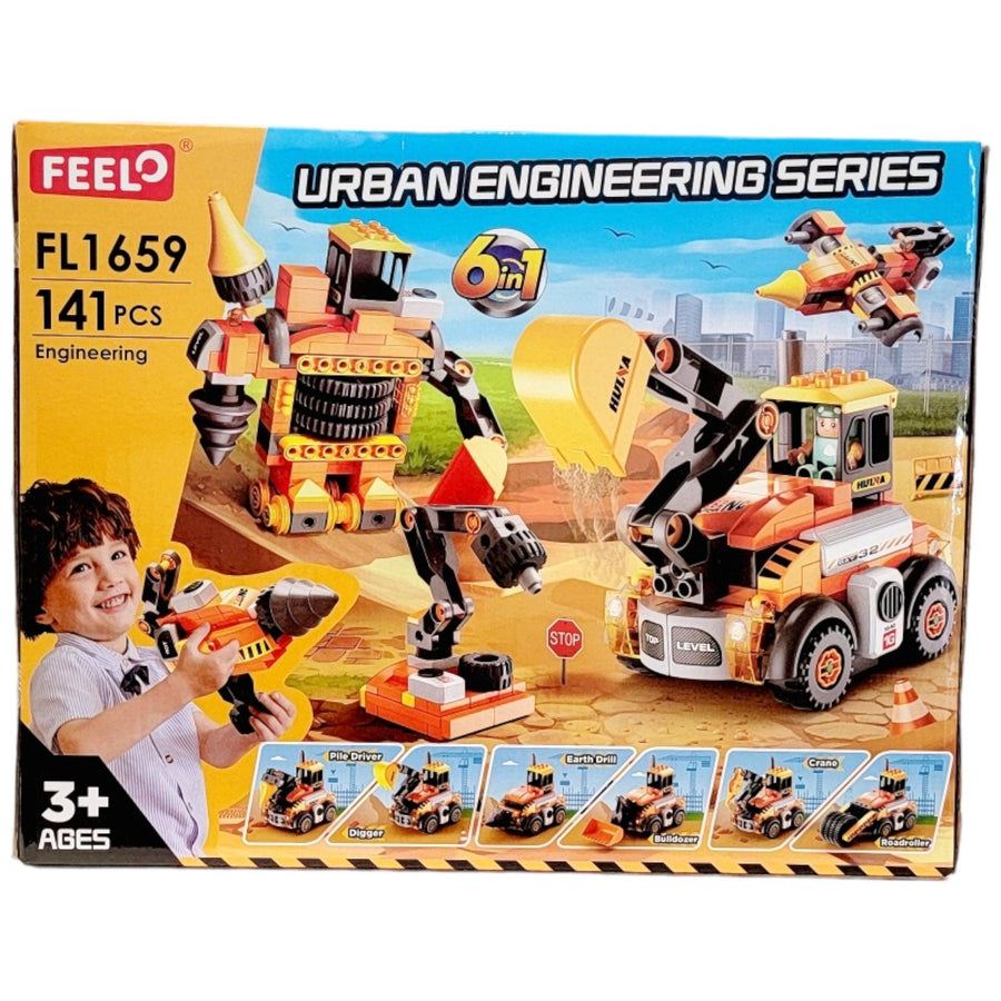 Urban Engineering Series 141 Pieces DIY Trucks 6 in 1 Blocks