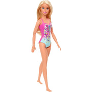 Barbie's Swimsuit Beach Doll Blonde Hair and a Pink Floral Print Suit