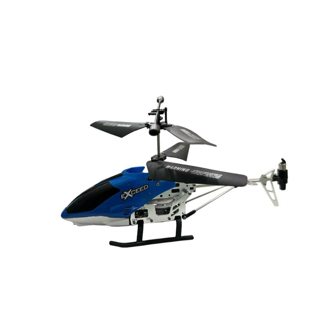 Blue helecopter with smooth aerodynamic design