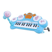 24 Key Piano Funny Musical With Light and Microphone Blue