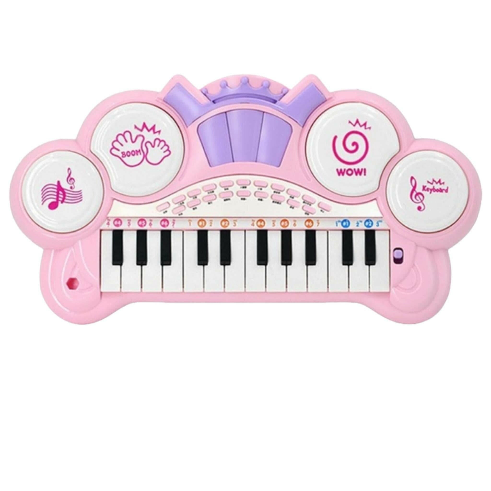 24 Key Piano Funny Musical With Light and Microphone Pink