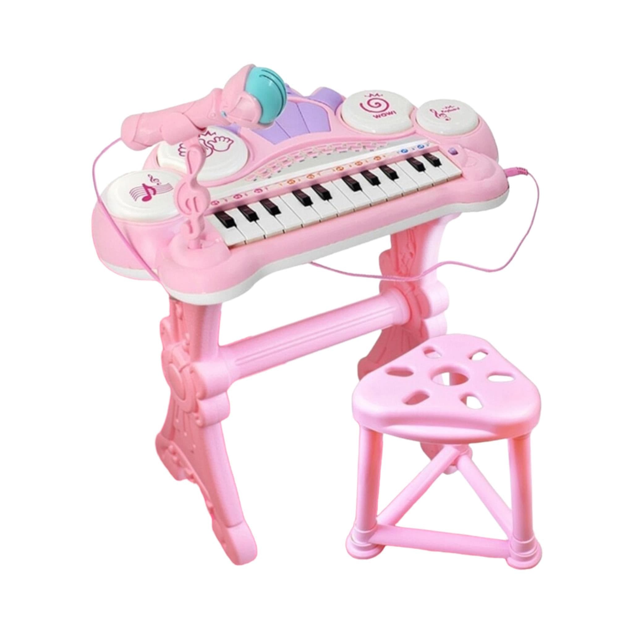 24 Key Piano Funny Musical With Light and Microphone Pink