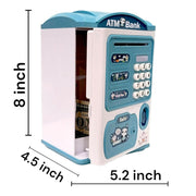 Fingerprint Piggy Bank Automatic Roll Money Coin Entry With Light, Sound Blue