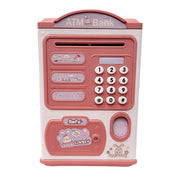 Fingerprint Piggy Bank Automatic Roll Money Coin Entry With Light, Sound Pink